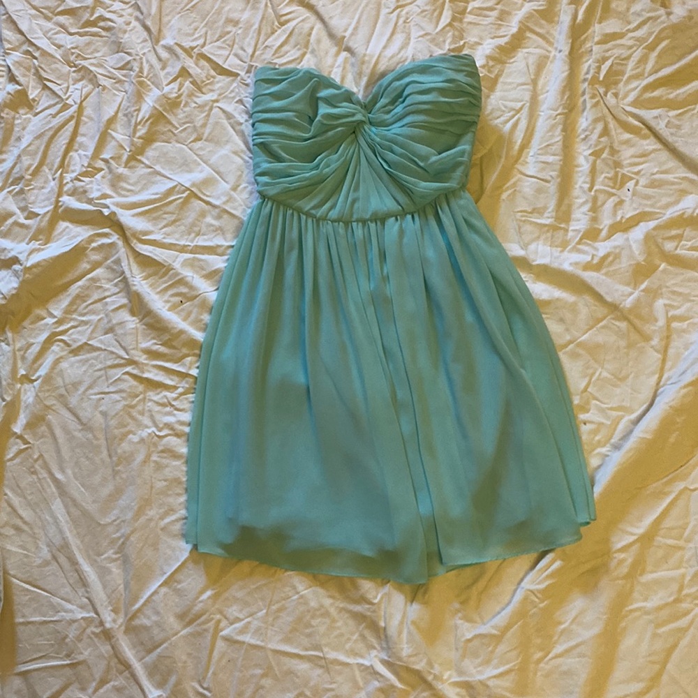 Y2K Prom Strapless Teal Mini Dress